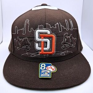 American Needle San Diego Padres Skyline Fitted Hat Brown Orange Size 8 MLB